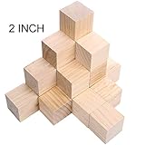Supla 12 Pcs 2 inch Wooden Cubes Unfinished Wood Blocks for wood crafts, wooden cubes, wood blocks, Great for Baby Showers (12pcs)