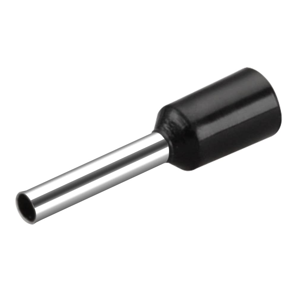 Heschen Cord End Terminal, E1510, AWG 16/1.5mm², Wire Copper Crimp Connector, Vinyl Insulated, Black, Pack of 1000
