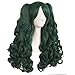 MapofBeauty 28 Inch/70cm Lolita Long Curly 2 Ponytails Clip on Cosplay Wig (Pine Green)