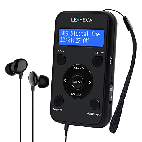 LEMEGA PR1 DAB/DAB+ Portable Pocket Digital Radio,Personal Mini DAB Sports Radio with Earphone,Rechargeable Battery with 15hr playtime,20 Station Presets-Black — image 1