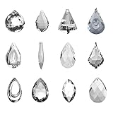 H&D Pack of 12 Clear Crystal Chandelier Lamp Lighting Drops Pendants Balls Prisms Hanging Glass Prisms Parts Suncatcher Home/House Decor