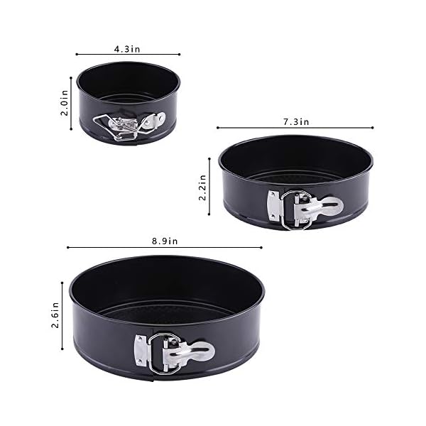 3-Pieces-Non-Stick-Springform-Cake-Pans-Blkthun-Professional-Round-Cake-Mold-and-Baking-Bakeware-Set-with-Removable-Bottom-101823-cm 3 Pieces Non-Stick Springform Cake Pans - Blkthun, Professional Round Cake Mold and Baking Bakeware Set with Removable Bottom - 10/18/23 cm