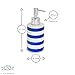 Harbour Housewares Blue and White Striped Ceramic 3 Piece Bathroom Set. Including Soap Dispenser, Soap Dish and Toothbrush Tumbler