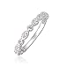 Lemon Grass Sterling Silver Delicate Marquise and Round CZ Half Eternity Wedding Band Stacking Ring Plated with Platium / 14K Rose Gold