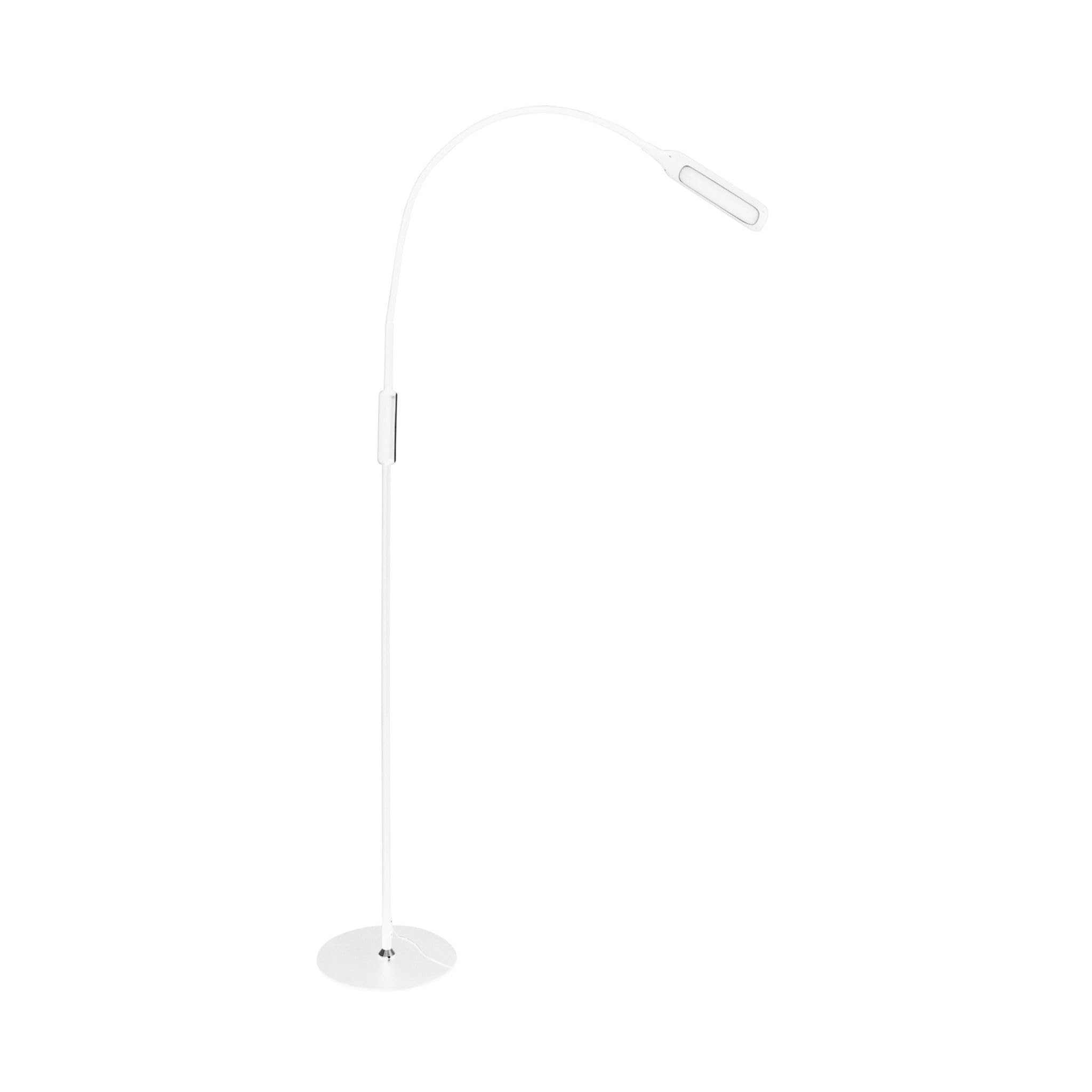 Native Lighting Lumina LED Floor Lamp - Adjustable Gooseneck Reading light & Craft Lamp with 7 Brightness Settings and 5 Colour Temperatures, Work and Home Hobby Light With Remote Control – White