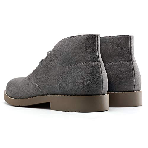 GM GOLAIMAN Men's Chukka Boots Casual Lace up Leather Desert Shoes Grey 9.5 D (M) US - Thumbnail 4