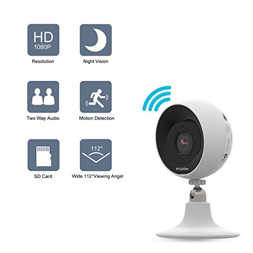 LaView-Wireless-Security-Camera-1080P-HD-Indoor-Outdoor-Home-Surveillance-WiFi-IP-Camera-IP65-Waterproof-Two-way-Audio-Night-Vision-Motion-Alarm-Baby-Monitor-Nanny-Cam-with-16GB-MicroSD-Card-White