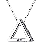 Dtja Triangle Pendant Necklace for Women 925 Sterling Silver Minimalist Geometric Cute Charms Link Chains Choker Necklaces Fashion Simple Jewelry for Best Friend