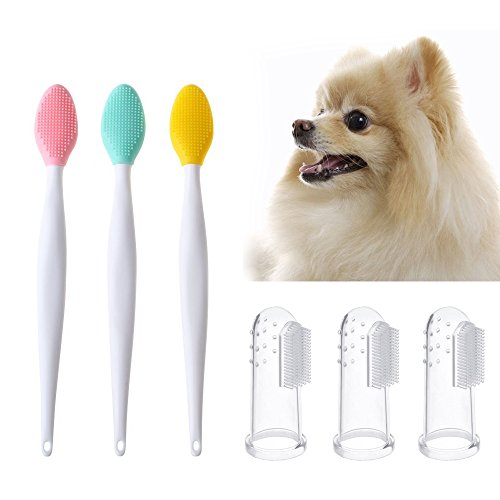 MissLytton Dog Toothbrush, Pet Cat Finger Toothbrush and Double-sided Soft Silicone Brushes Kit, Sensitive Dental Hygiene Care Brush Keeps Teeth Gums Clean, Healthy (6PCS) - Thumbnail 6