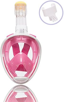 Azorro Snorkel Mask Full Face Snorkeling Mask with Anti-Fog/Anti-Leak Technology with Ventilation Tube– Award Winning 180 Degrees Viewing Area -Pink L/XL