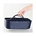mDesign Plastic Portable Storage Organizer Caddy Tote - Divided Basket Bin with Handle for Bathroom, Dorm Room - Holds Hand Soap, Body Wash, Shampoo, Conditioner, Lotion - Large, 2 Pack - Navy Blue