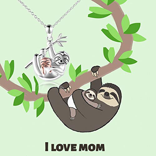 LUHE Sloth Necklace Sterling Silver “Slow Down Be Happy” Slider Sloths Stuffed Animal Pendant Jewelry Charm Gifts for Women Christmas present