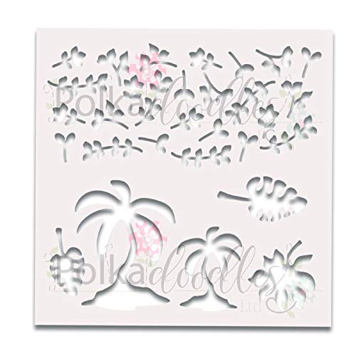 Polka Doodles Tropical Foiliage 6x6 Stencil, White