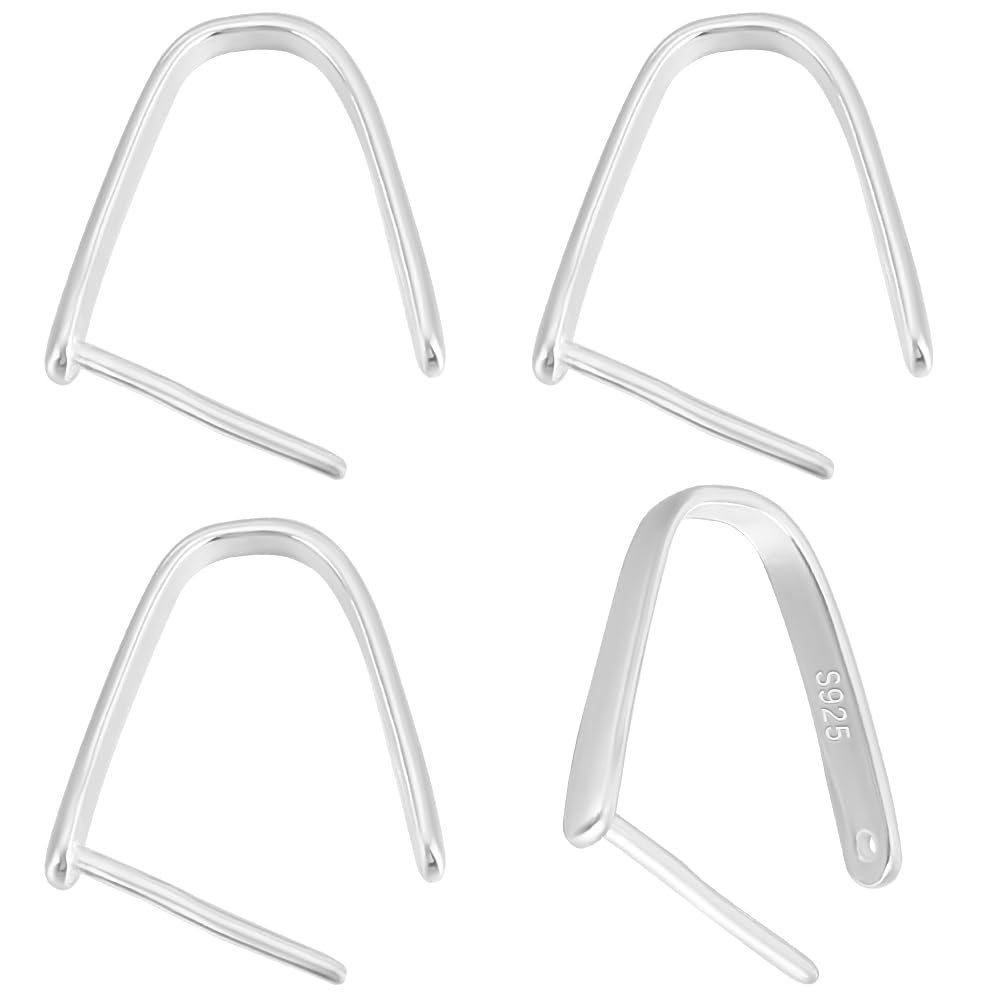 Beebeecraft 1 Box 6Pcs Snap on Bails Rhodium Plated 925 Sterling Silver Pendant Clasps for Clasps Pinch Clip Dangle Charms Jewellery DIY Craft Making (Pin: 0.8mm)