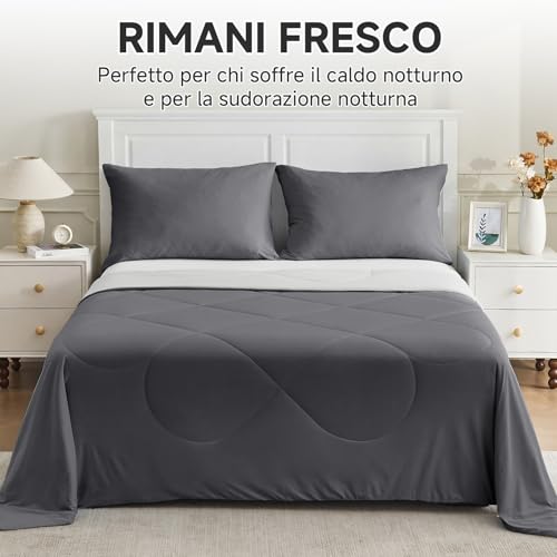 HOMFINE Cooling Blanket Bed – Super Soft Summer Blanket for Double Bed Q-Max>0.4 Cool Summer Blanket, Refreshing Cooling Blanket Breathable Summer Blankets, Grey, 270 x 230 cm