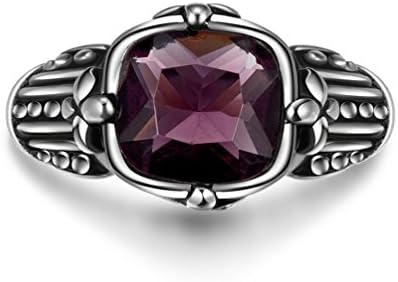 Aolomon 316L Stainless Steel Purple Crystal Inlaid Vintage Punk Rings Size 11