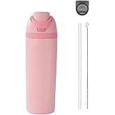 DUTHINGS - DUTHINGS Insulated Stainless Steel Water Bottle with Straw, 24 oz, Reusable Sports and Travel Bottle for School, Kids, and Outdoors - Leakproof and BPA-Free (PINK)