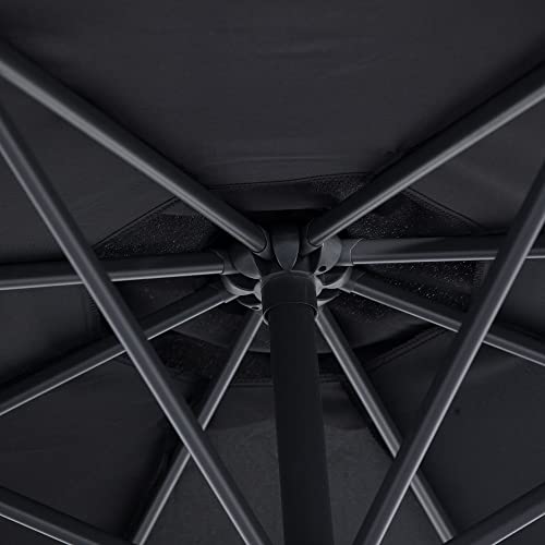 Outsunny 10' Deluxe Patio Umbrella, Outdoor Market Parasol, Banana Hanging Offset Sunshade with Crank, Cross Base