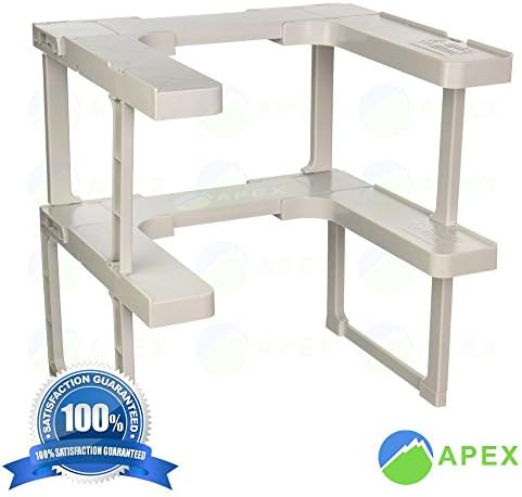 APEXBRAND Spice Shelf Rack Stackable Organizer Jar 64 Cabinet RV Trailer Small Area Kitchen Bathroom Adjustable