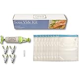 Sous Vide Essentials Kit includes Hand Pump, 10 BPA Free Vacuum Sealed Bags, 1 Bag Sealing Clip and 4 Sous Vide Clips