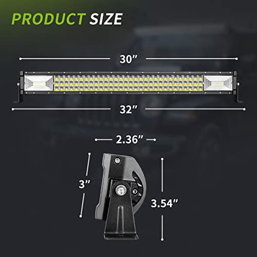 AUTOSAVER88 32" LED Light Bar Triple Row Brighter 7D 378W 37800LM Off