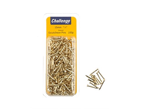 Challenge Brassed Escutcheon Pins 15mm 100g Clam Pack