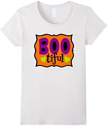 Womens Funny Halloween Shirt Boo Tiful Beautiful Girl Kids Daughter Medium White