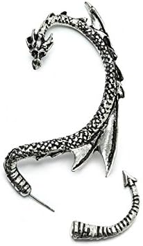 Women's Silvertone Dragon Ear Cuff Wrap Earring Gothic Jewelry by Silver Phantom Jewelry