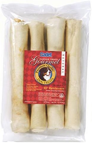 Cadet Premium Grade Beef Hide, Long-Lasting Rawhide Rolls, Single-Ingredient Dog Chews for Large Breeds, 10-Inch, 4 Count