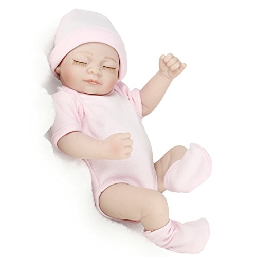 Joykit Reborn Doll, 11 inch Mini Doll Reborn Full Silicone Reborn Baby Doll Girls Toys Lifelike Doll Pink Christmas Gift for Children