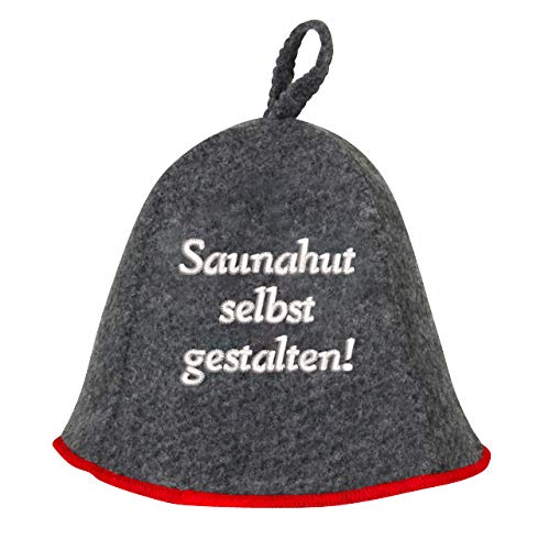 Saunahut SELBST GESTALTEN Saunakappe Saunamütze Sauna Filz Kappe Lustige Hüte (Filz3mmBorte) (Filz2mmRot)