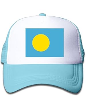 Flag Of Palau Boy & Girl Grid Baseball Caps Adjustable sunshade Hat For Children