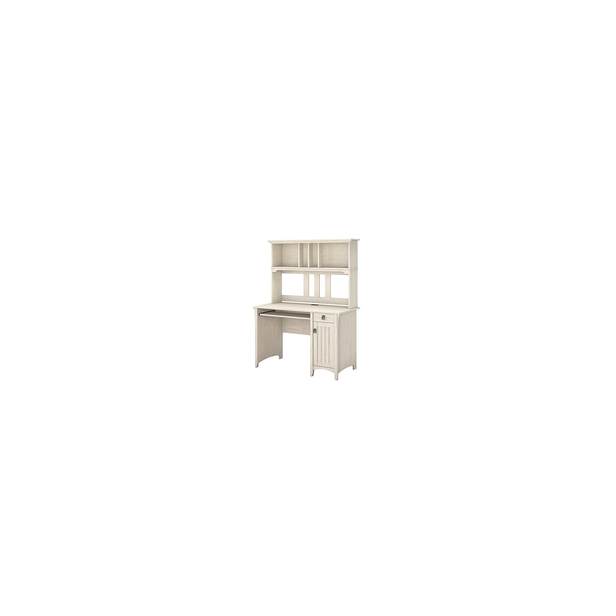 Bush Furniture Salinas Mission Desk and Hutch in Antique White LAVORIST