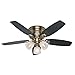 Hunter Fan Company 52085 Hunter Hatherton Indoor Low Profile Ceiling Fan with LED Light and Pull Chain Control, 46-inch, Antique Brass