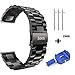 Samsung Gear S3 Watch Band, Stainless Steel Smart Watch Replacement Wrist Bracelet Band For Samsung Gear S3 Frontier Classic Strap + Tempered Glass Screen Protector + Pin Link Remover Tool Black