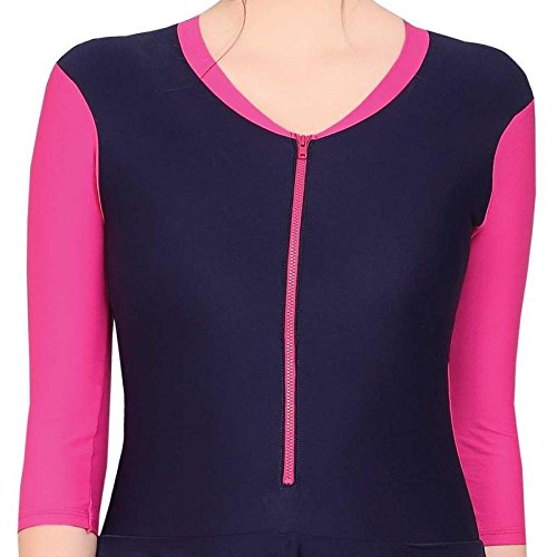 lactra shot &frac34; frock body sute round neck solid women's nylon swimming wear