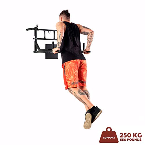Wandmontage Pull Up Bar en Dip Station Multi-Grip Chin Up Bar Dip Stands Compacte Power Tower voor Indoor Thuis Gym… - Image 7