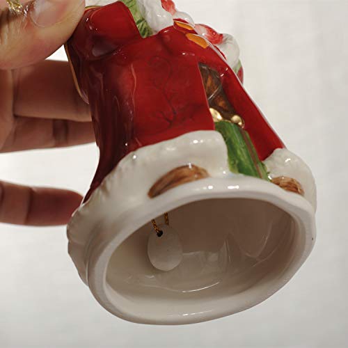 Minigift Ceramic Christmas Bell Ornament,Jingle Bell,Home Décor with Santa Claus Design