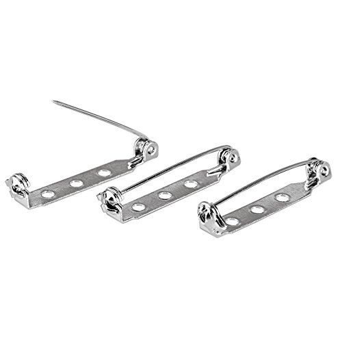 KeyZone 100 Pieces Silver Tone 1.26 Inch Locking Pin Backs Clasp Brooch for Badge Crafts, Jewelry Crafting