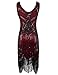 Flapper Girl Women's Vintage 1920s Sequin Beaded Tassels Hem Flapper Dress (S, Burgundy)