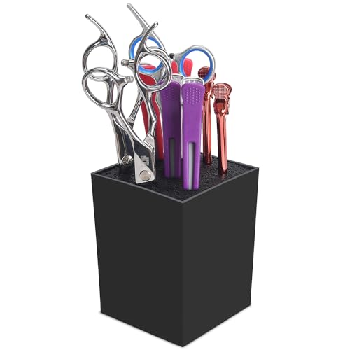 Professional Salon Scissors Holder for Hair Stylist Hair Scissors Holder Rack, Hairdressing Combs Clips Desktop Organizer Storage Box
