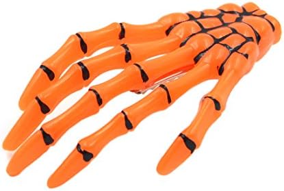 AngelaKerry 2pcs Orange Skeleton Hand Bone Hair Clip Hairpins for Halloween Party (Pack of 2pcs - Orange Color)