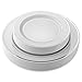 BloominGoods​ ​5​0 Silver Rimmed Plastic Plates ​| Disposable White Heavy Duty​ Plates | 25 Dinner​, ​25 Dessert/Appetizer Plates​ ​| Premium Combo Disposable Dinnerware Set