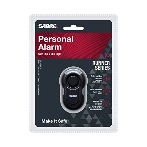 SABRE ClipOn Personal Alarm With LED Safety Light, 120dB Alarm