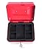 Jssmst Locking Medium Steel Cash Box with Money Tray,Lock Box,Red