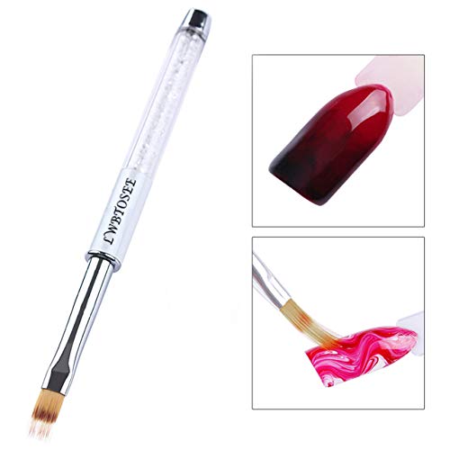 LWBTOSEE 2pc Nail Ombre Brush Nail Art Painting Pen Brush UV Gel Polish Gradient Color Rhinestone Crystal Acrylic Nail Drawing Pen (D)