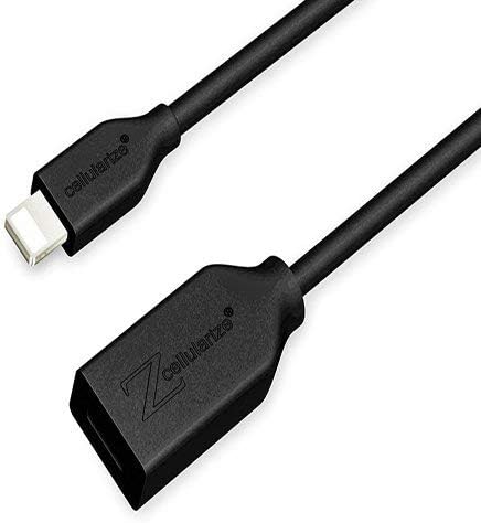 Cellularize Extension Cable (Black, 1FT) Male to Female Audio, Data, Photo, Charger Dock Extender Compatible with Phone/Pad 11 Pro, X, XS, XS Max, XR, 8, 7 Plus (1FT-13FT Available)