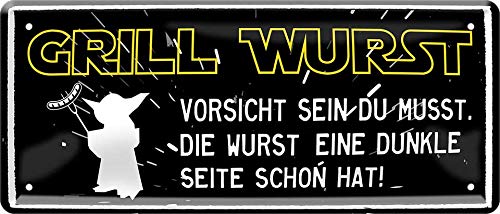 Grill Wurst - Vorsicht wenn sie eine dunkle Seite 28 x 12 Decorative Tin Sign 1580