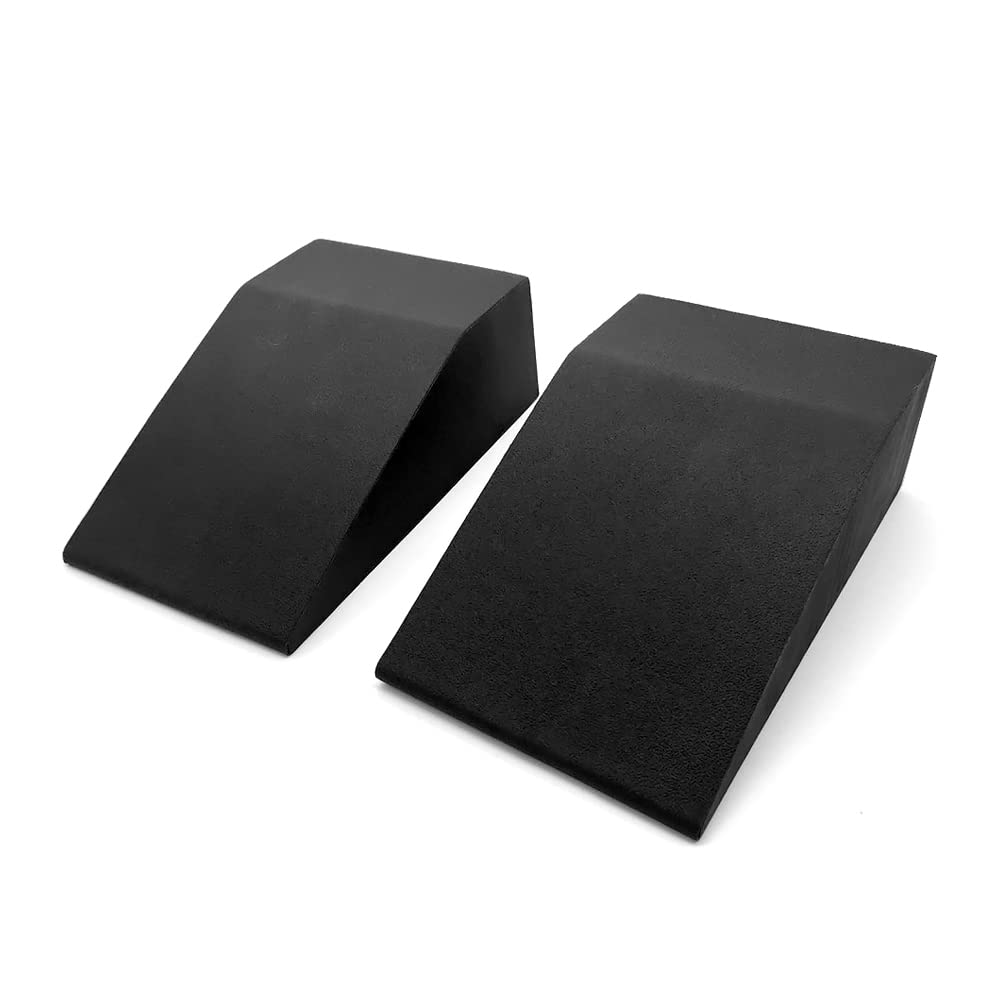 StrongTek Yoga Foam Wedge Blocks (Pair) Soft Wrist Wedge, Supportive Foot Exercise Accessories, Balance, Strength, Yoga Strap, Pilate, Fitness, Squat, Pushup, Plank, EVA Riser yoga block set (black)