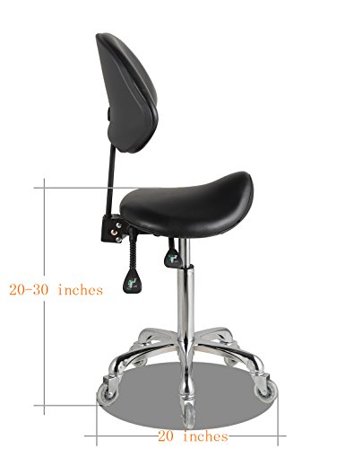 AiMS Rolling Saddle Stool Hydraulic Tall 22-29 inches Adjustable for Medical Lab Dental Salon Spa Massage Tool-free Assembly Pneumatic Drafting Office Chair with Ergonomic and Comfortable (With Back)